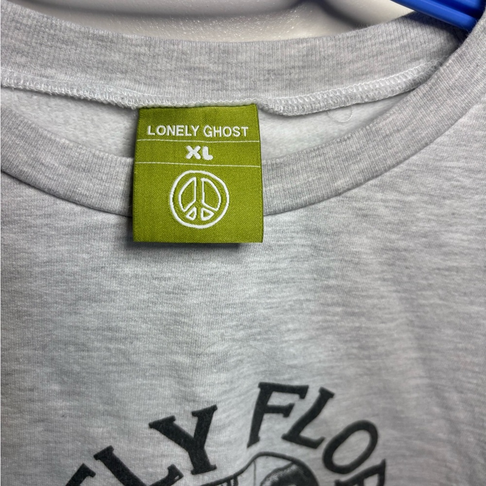 Lonely ghost “ghostly florals” Gray Crewneck Sweater fits small (like a m/l) - Picture 3 of 4